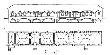 Кельи Благовещенского монастыря в Нежине (XVIII в.). План и разрез