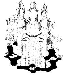 Екатерининская церковь в Чернигове (1715 г.). Аксонометрический разрез