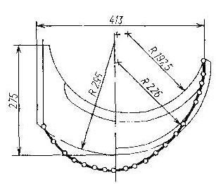 Расчетная кривая задней кромки короснимателя