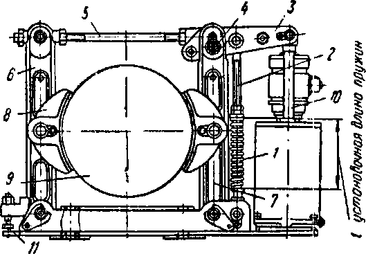 Рис. 5. 17. Тормоз колодочный пружинный переменного тока с электрогидравлическим толкателем